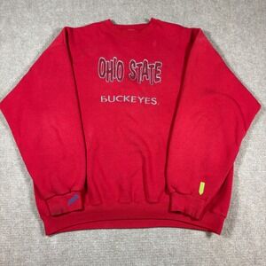 Vintage Ohio State Buckeyes Red Crewneck Sweatshirt‎ Adult Size XL Embroidered